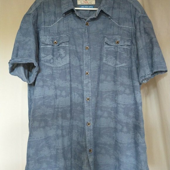 Private Member Men's XL Blue Hawaiian Short Sleeve Button Up Shirt - Picture 2 of 11